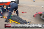 Duas pessoas são socorridas pelo SAMU após colisão de moto e caminhonete na Av. Guaporé no Setor 11 em Ariquemes – Vídeo