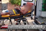 SAMU socorre motociclista e passageiro após colisão com caminhonete no Setor 09, em Ariquemes – Vídeo