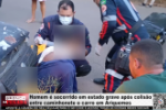 Homem &eacute; socorrido em estado grave ap&oacute;s colis&atilde;o entre caminhonete e carro em Ariquemes &ndash; LIVE: ESTAMOS NO AR! PROGRAMA BRONCA DA PESADA