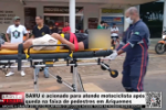 SAMU &eacute; acionado para atender motociclista ap&oacute;s queda na faixa de pedestres em Ariquemes &ndash; V&iacute;deo