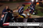 SAMU socorre casal ap&oacute;s colis&atilde;o entre motocicleta na Av. Rio Branco em Ariquemes &ndash; V&iacute;deo