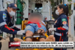 Motociclista &eacute; socorrido pelo SAMU ap&oacute;s colidir na lateral de um carro no retorno da Av.JK em Ariquemes &ndash; V&iacute;deo