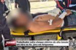 Trabalhador sofre choque el&eacute;trico de alta tens&atilde;o em obra na Av. Jaru em Ariquemes &ndash; V&iacute;deo