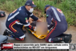 Rapaz &eacute; socorrido pelo SAMU ap&oacute;s colis&atilde;o entre motocicletas na RO&ndash;257 em Ariquemes &ndash; V&iacute;deo