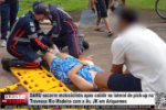 SAMU socorre motociclista ap&oacute;s colidir na lateral de pick&ndash;up na Travessa Rio Madeira com a Av. JK em Ariquemes &ndash; LIVE: ESTAMOS NO AR! PROGRAMA BRONCA DA PESADA