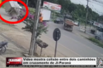 V&iacute;deo mostra colis&atilde;o entre dois caminh&otilde;es em cruzamento de Ji&ndash;Paran&aacute; &ndash; V&iacute;deo