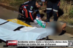 Acidente entre moto e bicicleta deixa dois feridos na Linha 94 em Ji&ndash;Paran&aacute; &ndash; V&iacute;deo
