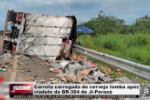 Carreta carregada de cerveja tomba ap&oacute;s viaduto da BR 364 de Ji&ndash;Paran&aacute; &ndash; V&iacute;deo