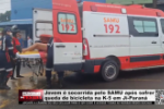 Jovem &eacute; socorrida pelo SAMU ap&oacute;s sofrer queda de bicicleta na K&ndash;5 em Ji&ndash;Paran&aacute; &ndash; V&iacute;deo