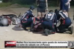 Mulher fica inconsciente ap&oacute;s queda de motoneta na noite de s&aacute;bado em Ji&ndash;Paran&aacute; &ndash; V&iacute;deo