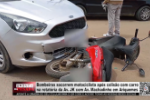 Bombeiros socorrem motociclista ap&oacute;s colis&atilde;o com carro na rotat&oacute;ria da Av. JK com Av. Machadinho em Ariquemes &ndash; V&iacute;deo