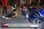 SAMU socorre duas pessoas ap&oacute;s colis&atilde;o entre motocicleta e motoneta na Av. Machadinho em Ariquemes &ndash; V&iacute;deo