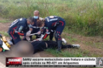 SAMU socorre motociclista com fratura e ciclista ap&oacute;s colis&atilde;o na RO&ndash;421 em Ariquemes &ndash; V&iacute;deo