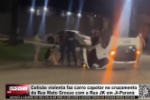 Colis&atilde;o violenta faz carro capotar no cruzamento da Rua Mato Grosso com a Rua JK em Ji&ndash;Paran&aacute; &ndash; V&iacute;deo