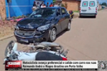 Motociclista avan&ccedil;a preferencial e colide com carro nas ruas Raimundo Andr&eacute; e Magno Arsolino em Porto Velho &ndash; V&iacute;deo
