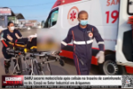 SAMU socorre motociclista ap&oacute;s colis&atilde;o na traseira de caminhonete na Av. Cana&atilde; no Setor Industrial em Ariquemes &ndash; V&iacute;deo