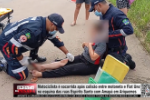 Motociclista &eacute; socorrida ap&oacute;s colis&atilde;o entre motoneta e Fiat Uno na esquina das ruas Esp&iacute;rito Santo com Amap&aacute; em Ariquemes &ndash; V&iacute;deo