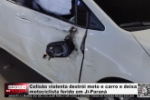 Colis&atilde;o violenta destr&oacute;i moto e carro e deixa motociclista ferido em Ji&ndash;Paran&aacute; &ndash; V&iacute;deo