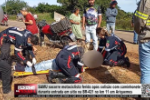 SAMU socorre motociclista ferido ap&oacute;s colis&atilde;o com caminhonete durante entrada em s&iacute;tio na BR&ndash;421 no km 11 em Ariquemes &ndash; V&iacute;deo