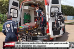 SAMU socorre motociclista ferido ap&oacute;s queda de moto na Av. Diamantes em Ariquemes &ndash; V&iacute;deo