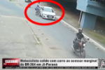 Motociclista colide com carro ao acessar marginal da BR 364 em Ji&ndash;Paran&aacute; &ndash; V&iacute;deo
