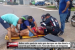 Mulher sofre queda de moto ap&oacute;s derrapar em &oacute;leo diesel e &eacute; socorrida pelo SAMU na Av. Tancredo Neves em Ariquemes &ndash; V&iacute;deo