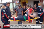 Gr&aacute;vida sofre acidente de moto ap&oacute;s atropelar cachorro na Av. Perimetral Leste em Ariquemes &ndash; V&iacute;deo