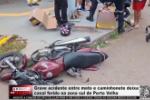 Grave acidente entre moto e caminhonete deixa casal ferido na zona sul de Porto Velho &ndash; V&iacute;deo