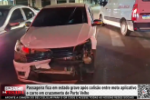 Passageira fica em estado grave ap&oacute;s colis&atilde;o entre moto aplicativo e carro em cruzamento de PVH &ndash; V&iacute;deo