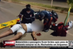 Motociclista e passageiro ficam feridos ap&oacute;s pneu de motoneta estourar na Av. Machadinho em Ariquemes &ndash; V&iacute;deo