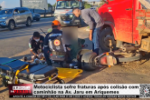 Motociclista sofre fraturas ap&oacute;s colis&atilde;o com caminh&atilde;o na Av. Jaru em Ariquemes &ndash; V&iacute;deo