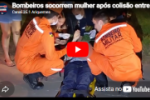 Bombeiros socorrem mulher ap&oacute;s colis&atilde;o entre motocicletas em Ariquemes &ndash; LIVE: ESTAMOS NO AR! PROGRAMA BRONCA DA PESADA  