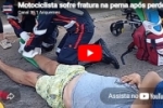 Motociclista sofre fratura na perna ap&oacute;s perder o controle da moto em retorno na Av. JK em Ariquemes &ndash; LIVE: ESTAMOS NO AR! PROGRAMA BRONCA DA PESADA   