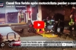 Casal fica ferido ap&oacute;s motociclista perder o controle e cai em rotat&oacute;ria do anel vi&aacute;rio de Ji Paran&aacute; &ndash; VIDEO