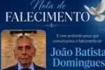 Nota de Pesar pelo falecimento de Jo&atilde;o Batista Domingues pioneiro de Ariquemes