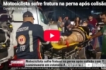 Motociclista sofre fratura na perna ap&oacute;s colis&atilde;o com caminhonete em rotat&oacute;ria de Ariquemes &ndash; V&Iacute;DEO