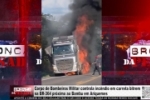 Corpo de Bombeiros controla inc&ecirc;ndio em carreta bitrem na BR&ndash;364 pr&oacute;ximo ao Bambu &ndash; V&Iacute;DEO