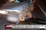 SAMU socorre tr&ecirc;s v&iacute;timas ap&oacute;s colis&atilde;o entre carro e caminh&atilde;o bitrem na BR&ndash;364 em Ariquemes &ndash; V&Iacute;DEO