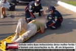 Colis&atilde;o entre duas motocicletas deixa mulher ferida e homem com escoria&ccedil;&otilde;es na Av. JK em Ariquemes &ndash; V&Iacute;DEO