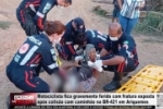 Motociclista fica gravemente ferido com fratura exposta ap&oacute;s colis&atilde;o com caminh&atilde;o na BR&ndash;421 Ariquemes &ndash; V&Iacute;DEO