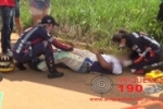 ARIQUEMES: Trabalhador sofre fratura na perna após colisão entre moto e caminhonete no Jardim Paraná