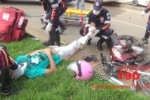 ARIQUEMES: Motociclista sofre fratura exposta após colisão de moto e carro na Av. Jamari