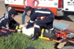 ARIQUEMES: Idoso fica ferido após colisão de motos em retorno na Av. Tancredo Neves