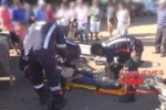 ARIQUEMES: Idoso fica ferido ao se envolver em colisão de moto com caminhão