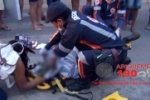 ARIQUEMES: Homem fica ferido em colisão de motos na Av. Canaã
