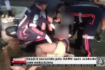 Casal é socorrido pelo SAMU após acidente com motocicleta – Vídeo