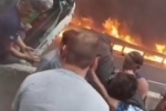 Homens salvam motorista de caminhão em chamas; assista
